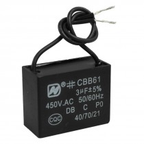 CBB61 AC 450V 3uF 50/60 Hz Wire Motor Run Capacitor
