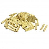 50 Pcs Female Threaded Pillars Brass Standoff Spacer Gold Tone M2x16mm