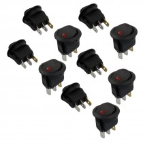 10 Pcs 3 Pin SPST Red Neon Light On/Off Round Rocker Switch AC 6A/250V 10A/125V