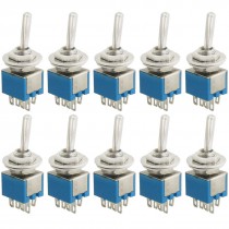 10 Pcs AC 125V 3A ON/ON 2 Position 2P2T DPDT 6 Pins Toggle Switch