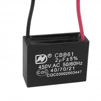 Black Rectangle Motor Running Metallized Capacitor 2uF