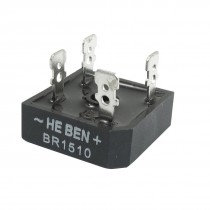 BR1510 Metal Case Single Phase Diode Bridge Rectifier Silver Tone