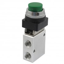 JM-322PPL 13mm Thread 2 Position 3 Way Green Push Button Air Mechanical Valve