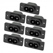 7 Pcs AC 250V 2.5A IEC320 C8 Screw Mount Inlet Plug Power Socket