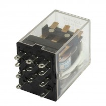 JQX-13F MY3 DC 24V Coil 11-Pin 3PDT Green LED Electromagnetic Relay