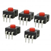 5 Pcs Vertical 3 Pins Latching Square Torch Push Button Switch Black