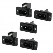 5 Pcs AC 250V 2.5A IEC320 C8 Screw Mount Inlet Plug Power Socket Black