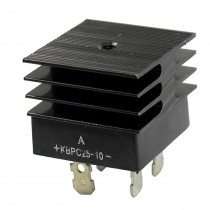 KBPC25-10 25A 1KV Single Phase Bridge Rectifier Half-Wave Black w Heatsink