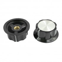 2 Pcs Black 19mm Top 6mm Shaft Insert Dia Potentiometer MF-A05 Rotary Knobs