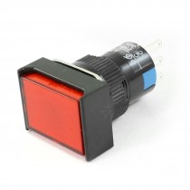 AC 250V 3A DC 30V 5A Terminals Red Rectangle Cap Momentary Pushbutton Switch