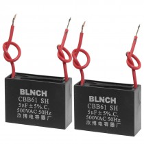 2 Pcs CBB61 5uF AC 500V Polypropylene Film Motor Run Capacitor