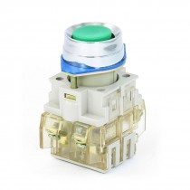 Panel Mounting Green Momentary Push Button Switch AC 220V 4.5A 1NO 1NC DPST
