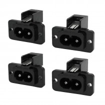 IEC320 C8 Inlet Black 2 Terminals Power Socket AC 250V 7Amp 4 Pieces