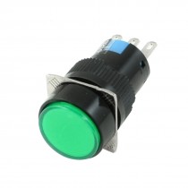 AC 250V 3A DC 30V 5A 1NO 1NC SPDT Self Latching Green Round Push Button Switch