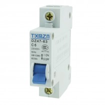 AC 230/400V 6A One Pole 1P Overload Protection MCB Mini Circuit Breaker