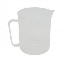 500mL Capacity Graduated Clear White Plastic Beaker w Handle
