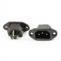 2 Pcs AC 250V 10A IEC320 C14 3 Pin Male Power Plug Black