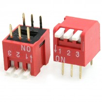 5 Pcs 2.54mm Pitch 3 Position Piano Type DIP Switch Red