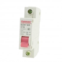 DIN Rail Mount 1 Pole Miniature Circuit Breaker 230/400VAC 16A DZ47-63