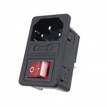 IEC 320 C14 Red Light Rocker Switch Fuse Inlet Male Power Supply Connector Plug