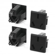 4 Pcs Square Shaped AU 3 Pin Plug Power Socket Adapter AC 250V 15A