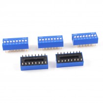 5 Pcs Blue Double Row 16 Pin 8 Positions 2.54mm Pitch DIP Switches