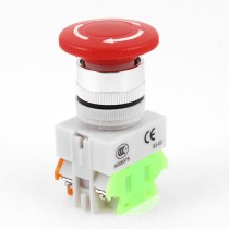 AC 600V 10A 40mm Dia Red Sign Rotary Mushroom Emergency Stop Push Button Switch