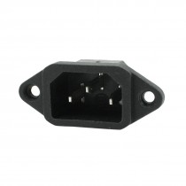 10A 250VAC 3 Pin Panel Mounting Male C14 Power Plug Adapter Connector Black