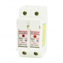 RT18-63 AC 380V 63A DIN Rail Mount 51mmx14mm 2P 2 Poles Fuse Holder