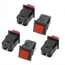5 Pcs Locking Action SPST Square Red Push Button Switch AC 250V/1A 125V/3A
