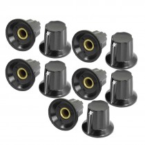 10 Pcs Black 16mm Top 6mm Shaft Insert Dia Potentiometer Knobs Caps