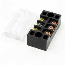 600V 15A Double Rows 3P 3 Positions Covered Barrier Screw Terminal Block
