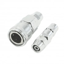 Pneumatic SP20+PP20 Silver Tone Quick Coupler Fittings Set