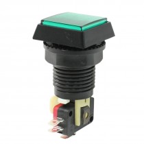 Green Square Cap NO NC Illuminated Push Button Switch AC 125V/250V 15A