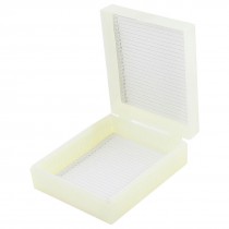 Beige Plastic Rectangle Shape 25 Slides Microscope Box 3.7" x 3.1"