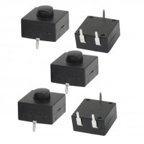 6 Pcs Vertical Pins Square Push Button Switch Black for Electric Torch