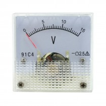 DC 0-15V Class 2.5 Fine Tuning Square Analog Voltage Meter Voltmeter
