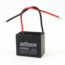 Replacement Ceiling Fan Motor Running Capacitor Black CBB61 450VAC 4.5uF 50/60Hz