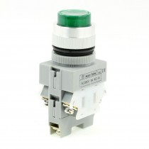 AC 380V 3A Panel Mounted Flat Green Top Press Momentary Push Button Switch