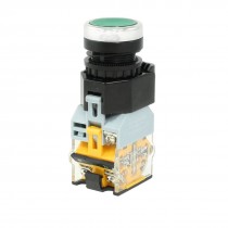 220VAC Green Light LED Indicator Self Locking Flat Push Botton Switch 380VAC 10A