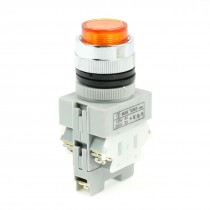 AC 125V 5A 300V 3A Panel Mounting Orange Flat Cap Momentary Pushbutton Switch