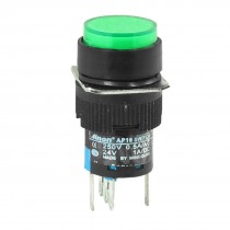 DC 24V Green Indicatior Light Self Locking Push Button Switch