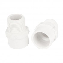 25mm 3/4" PT Male Thread White Straight Water Hose Pipe Fitting Connector 2 Pcs