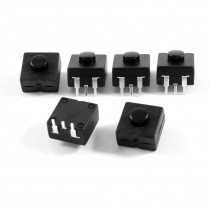 6 Pcs Vertical 3 Pins Latching Torch Push Button Switch Black 12mm x 12mm