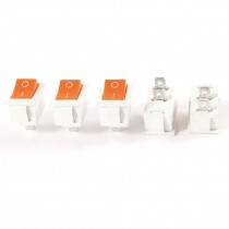 5 Pcs AC 250V/6A 125V/10A ON/OFF 2-Position SPST 2 Pin Snap In Rocker Switch