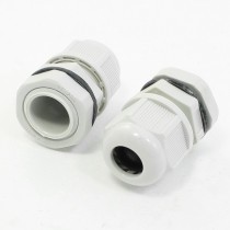 Waterproof PG11 Graywhite Hard Plastic 5-10mm Cables Gland 2 Pcs