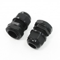 2 Pcs PG13.5 Type Black Hard Plastic Waterproof Cable Gland Connector Head