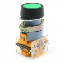 1NO 1NC DPST Panel Mounting Green Indicator Lamp Push Button Switch 660V 10A