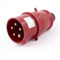 AC 380V-415V 32A 3P+E+N IEC309-2 Panel Mount Industrial Plug Red Black