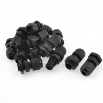 15 Pcs Plastic Waterproof Connector 4-7mm Dia Cable Gland PG7 Black
